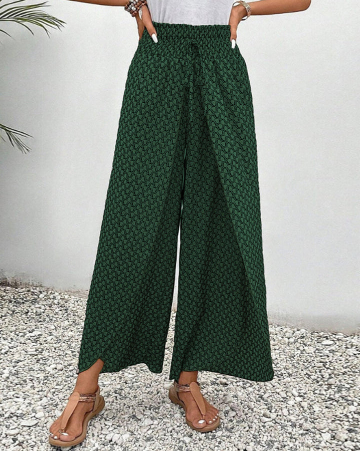Monica | Women’s High-Waisted Summer Trousers with Geometric Print