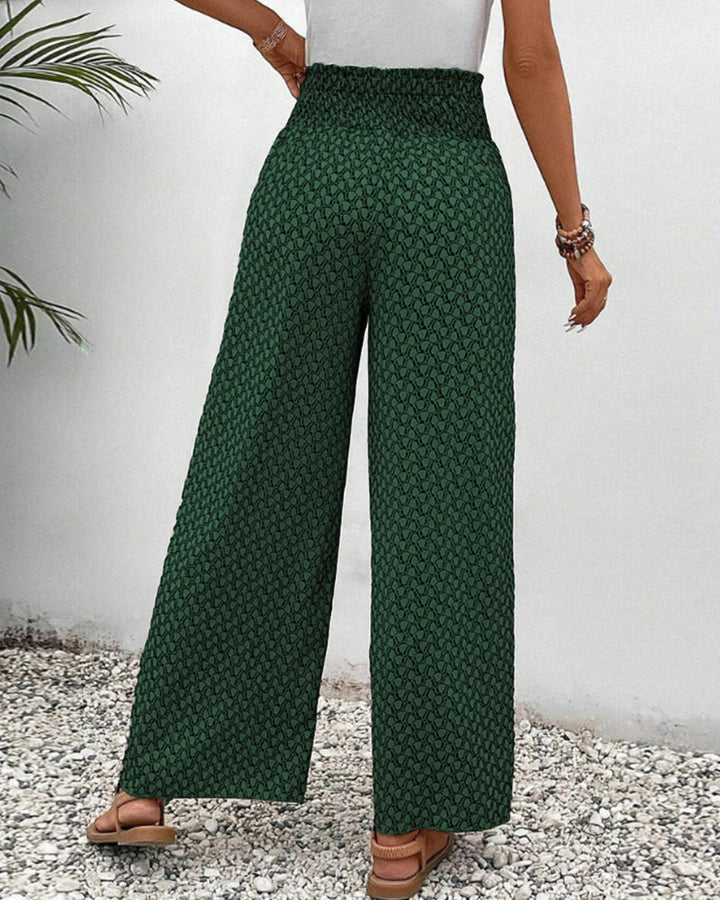 Monica | Women’s High-Waisted Summer Trousers with Geometric Print