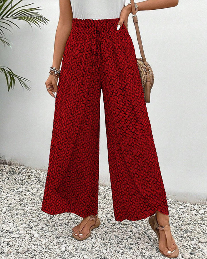 Monica | Women’s High-Waisted Summer Trousers with Geometric Print