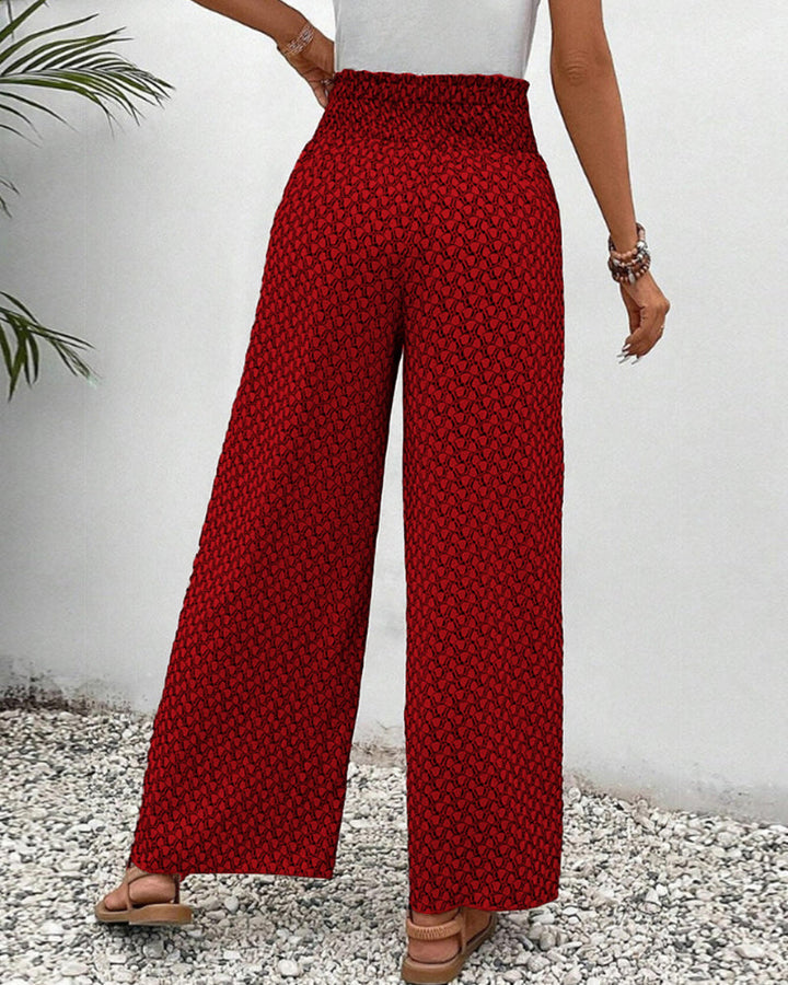 Monica | Women’s High-Waisted Summer Trousers with Geometric Print