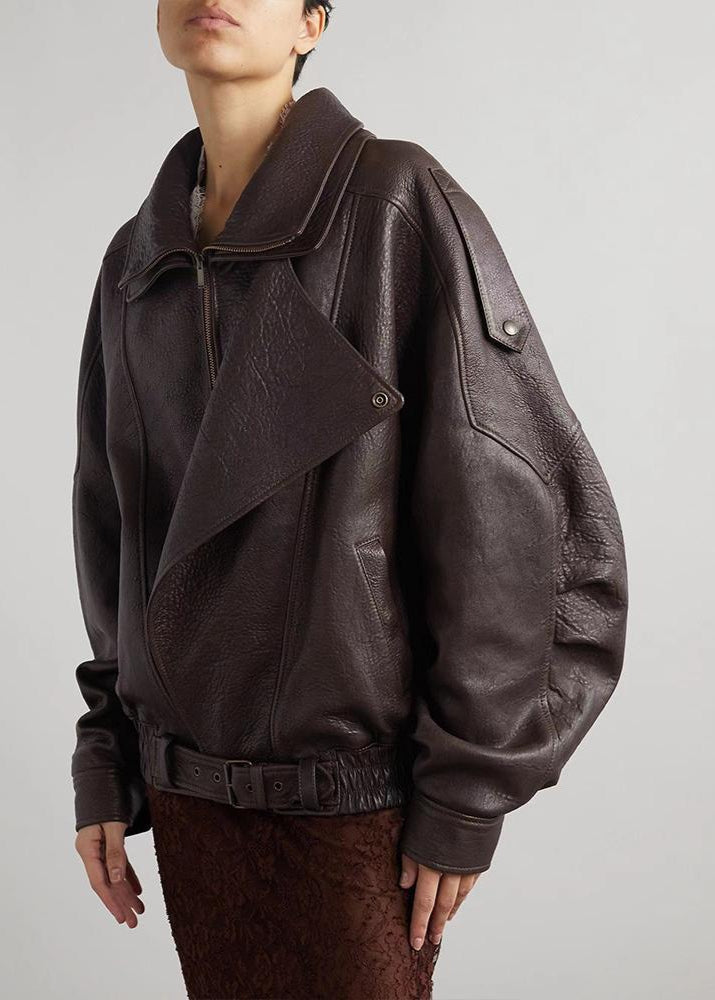 Rhea | Statement Oversized Leather Flight Jacket For Women