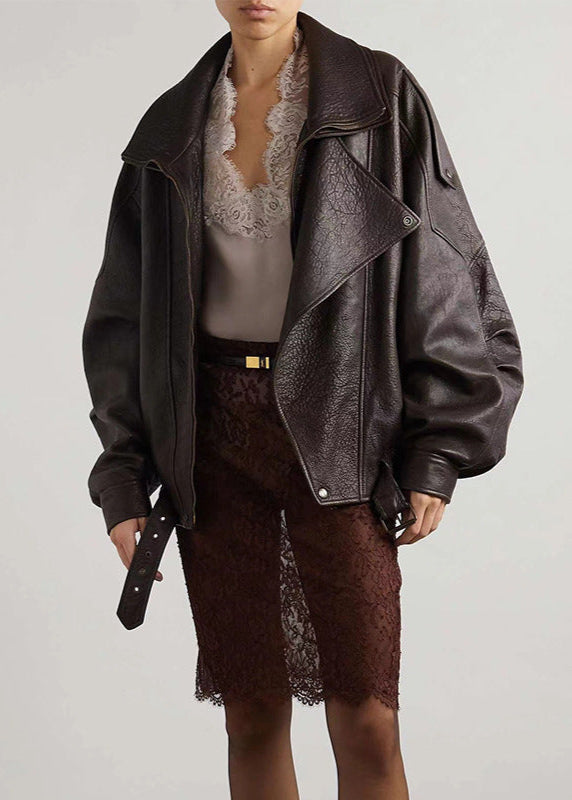 Rhea | Statement Oversized Leather Flight Jacket For Women