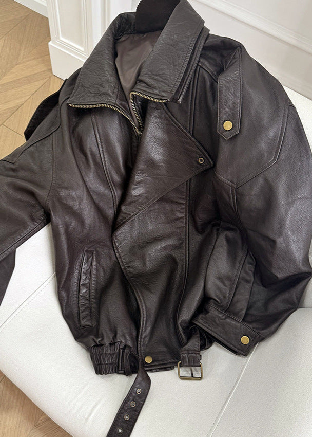 Rhea | Statement Oversized Leather Flight Jacket For Women
