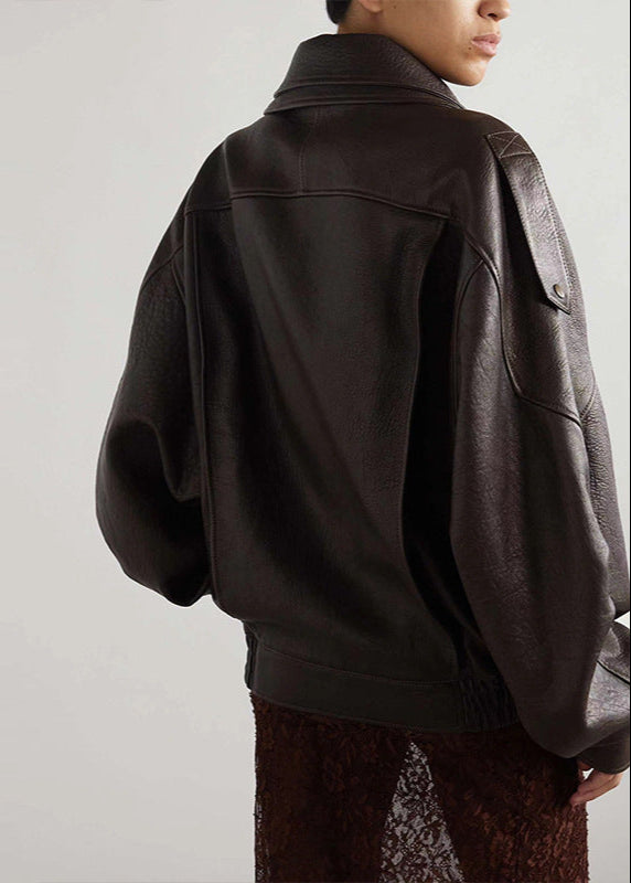 Rhea | Statement Oversized Leather Flight Jacket For Women