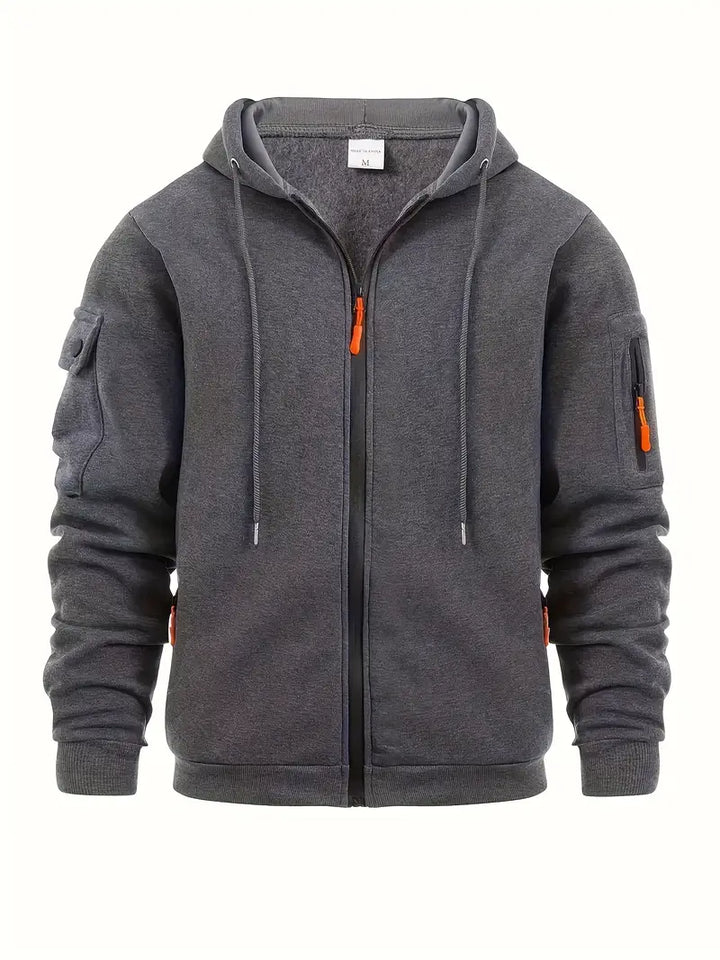 Lucas | Men’s Full-Zip Hooded Sweatshirt With Functional Pockets And Adjustable Drawcord