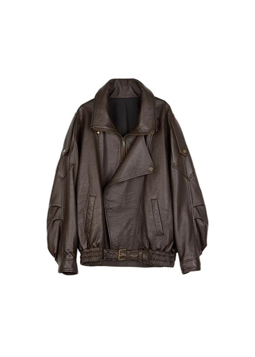 Rhea | Statement Oversized Leather Flight Jacket For Women