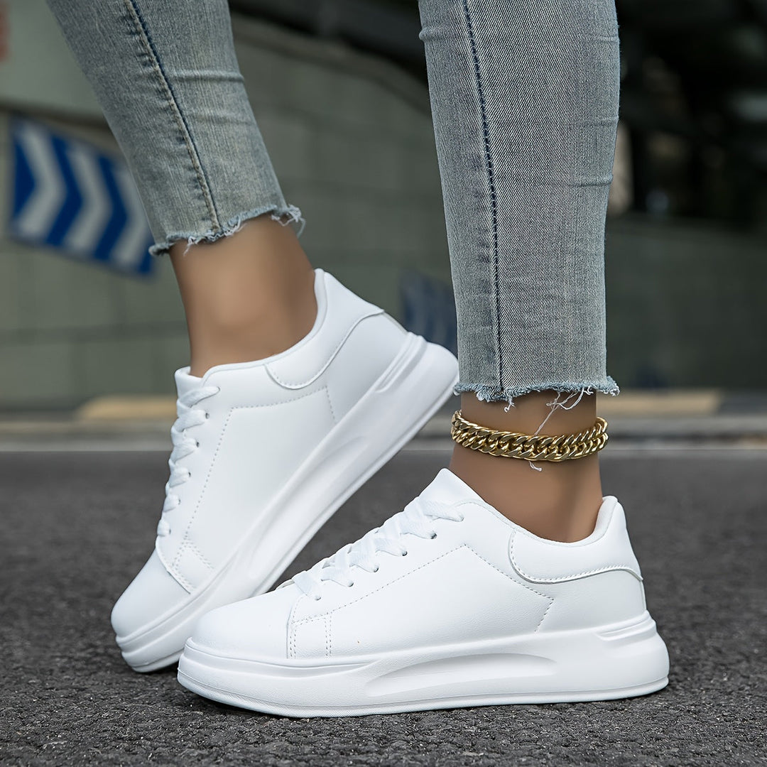Ava | Women’s Minimalist White Leather Sneakers