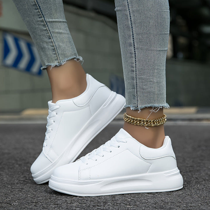 Ava | Women’s Minimalist White Leather Sneakers