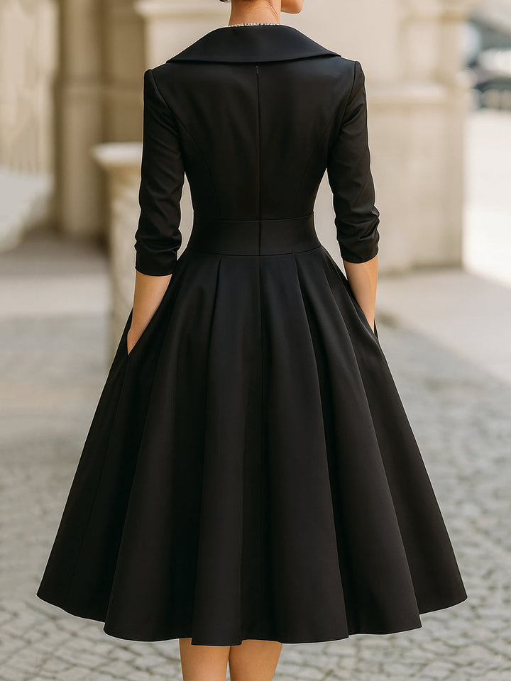 Reece | Elegant Draped Shine Midi Dress For Women