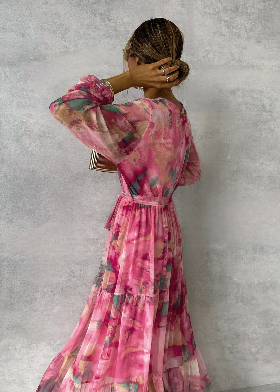 Ivy | Women’s Floral Wrap Maxi Dress with Long Sleeves