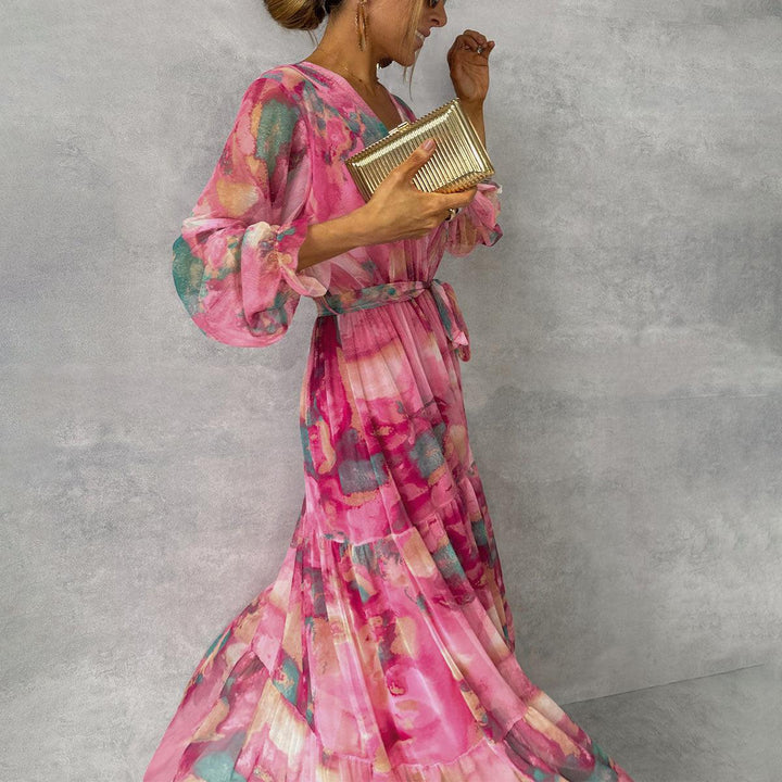 Ivy | Women’s Floral Wrap Maxi Dress with Long Sleeves
