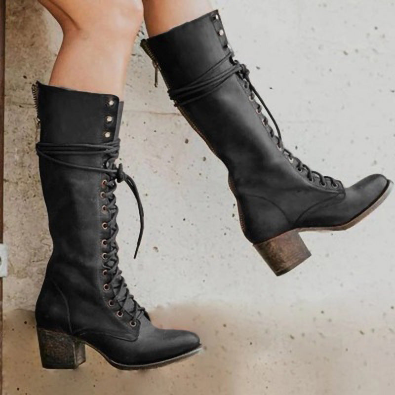 Sienna | Lace-Up Women’s Leather Knee Boots