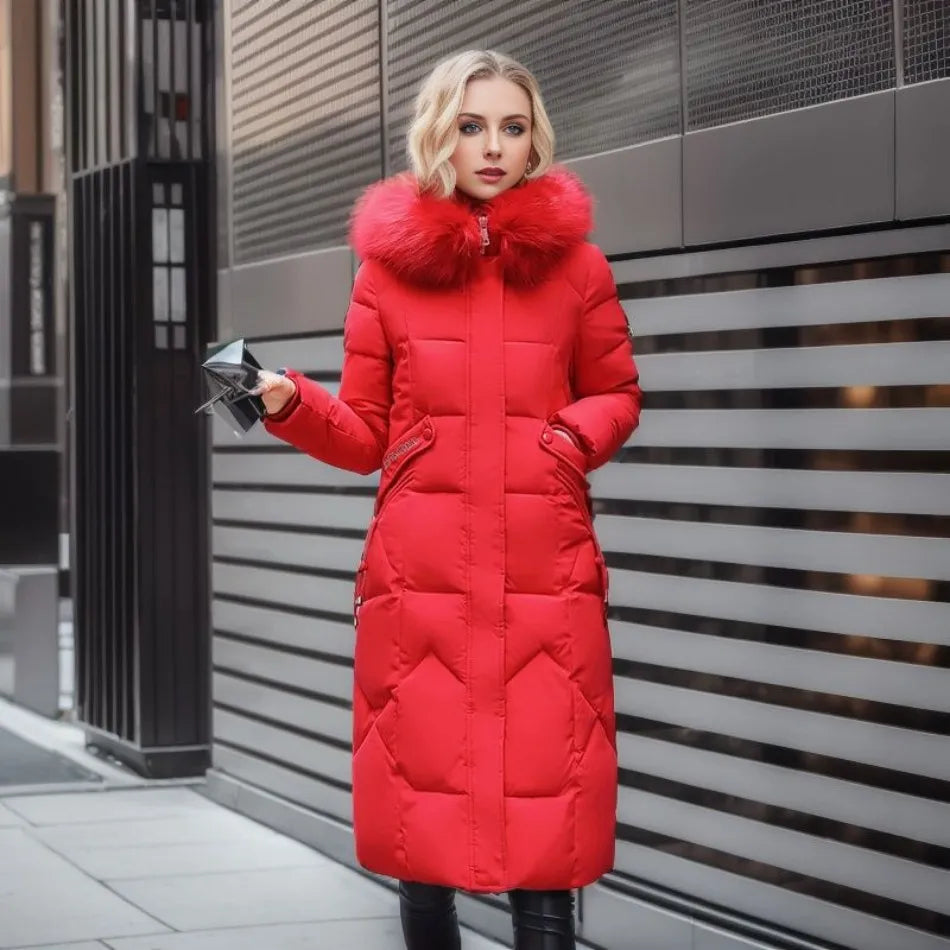 Elena | Hood-Trimmed Quilted Winter Coat for Women