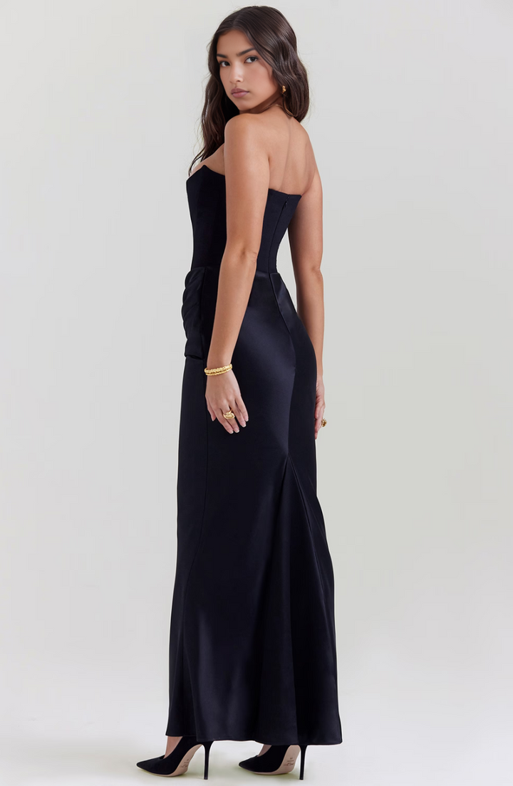 Elara | Sculpted Strapless Corset Maxi Dress With Sleek Silhouette
