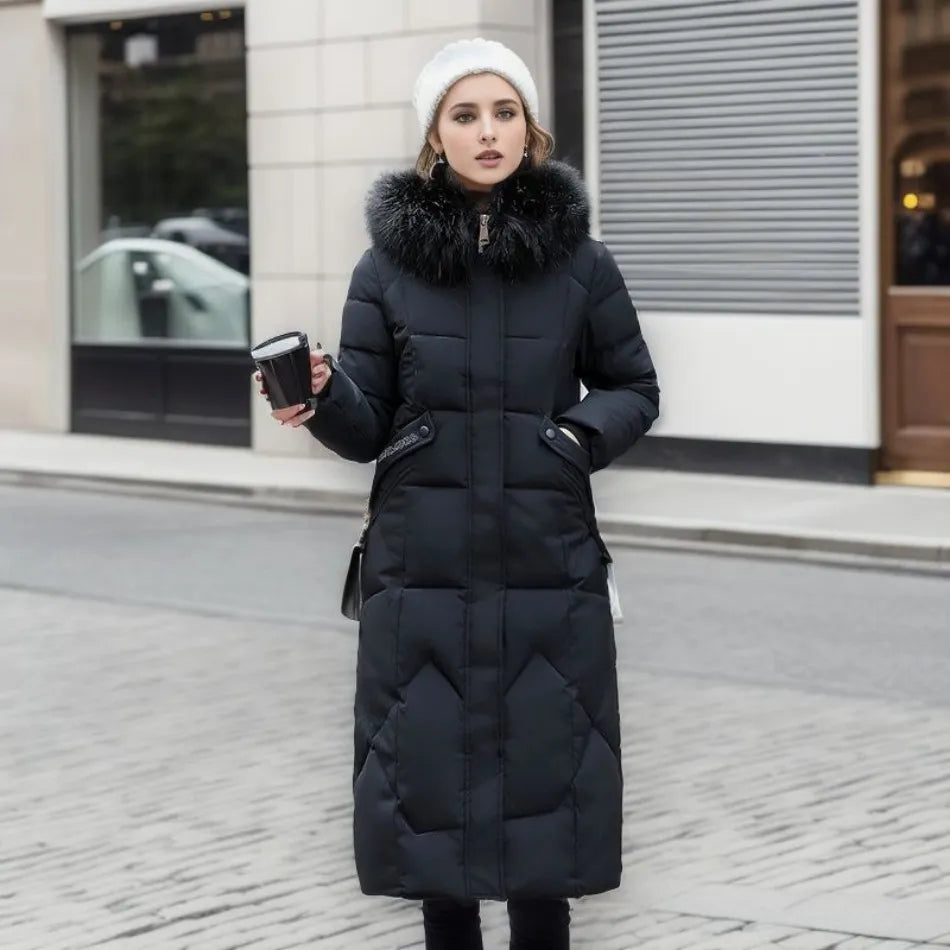 Elena | Hood-Trimmed Quilted Winter Coat for Women