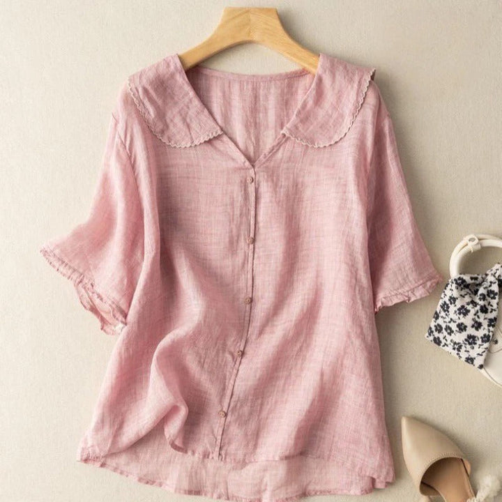 Eloise | Refined Scalloped-Collar Button Blouse For Women
