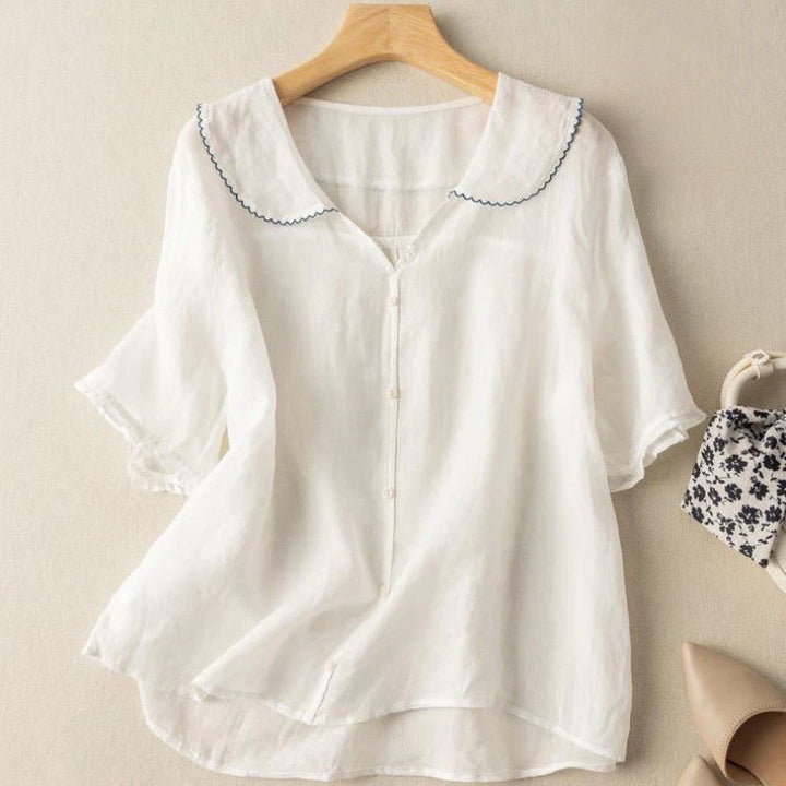 Eloise | Refined Scalloped-Collar Button Blouse For Women