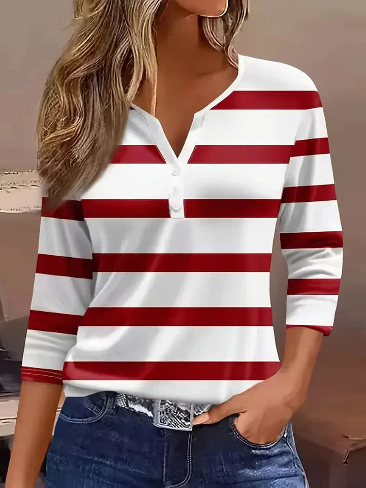 Amelia | Classic Striped V-Neck Top For Women