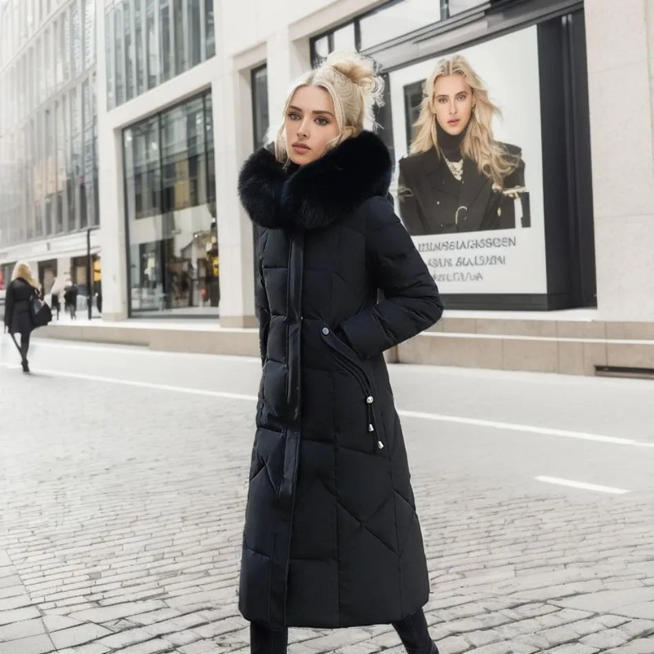 Elena | Hood-Trimmed Quilted Winter Coat for Women