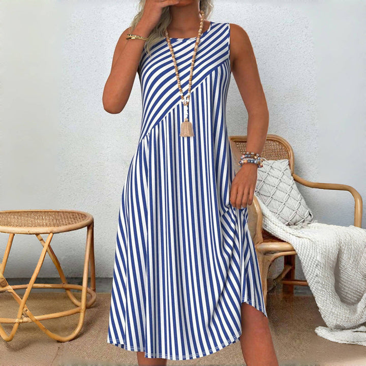 Lily | Women’s Sleeveless Striped Midi Summer Dress