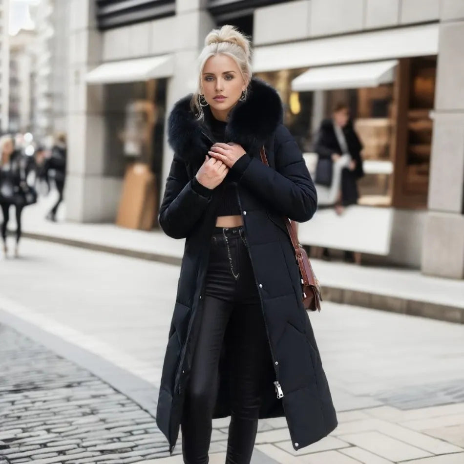 Elena | Hood-Trimmed Quilted Winter Coat for Women