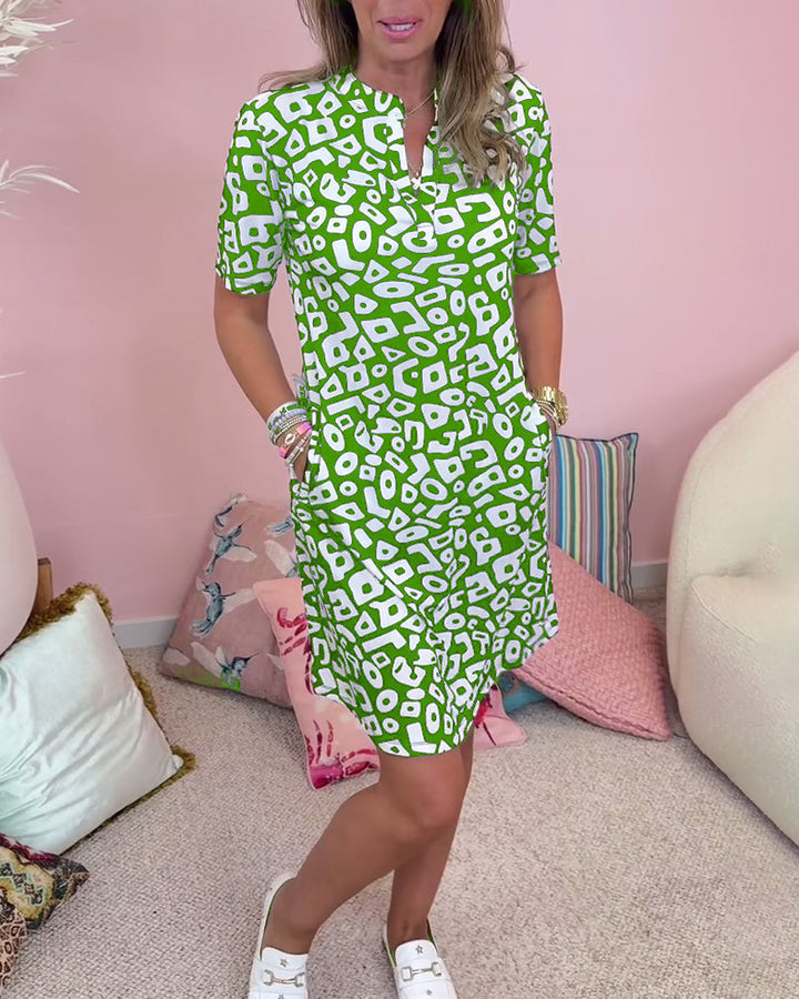 Natalie | Women’s V-Neck Printed Shift Dress