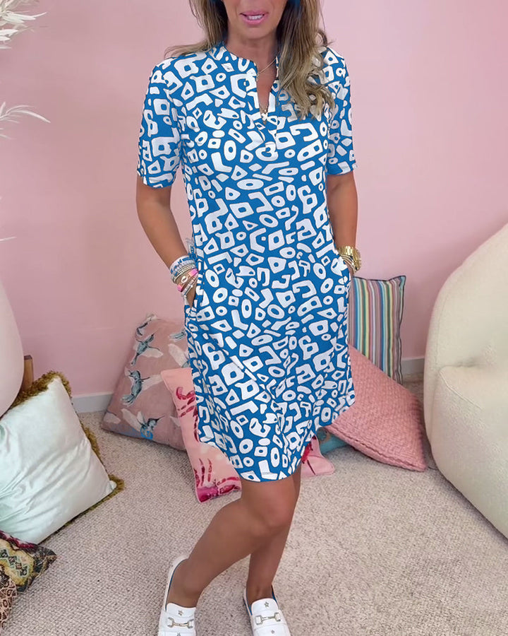 Natalie | Women’s V-Neck Printed Shift Dress