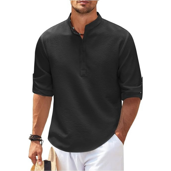 Julian | Men’s Summer Stand-Up Collar Half-Button Shirt