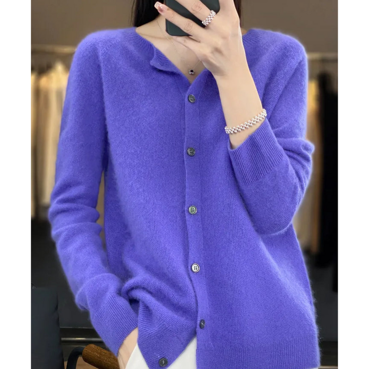 Emily | Women’s Soft Knit Cardigan With Round Neck And Buttoned Front