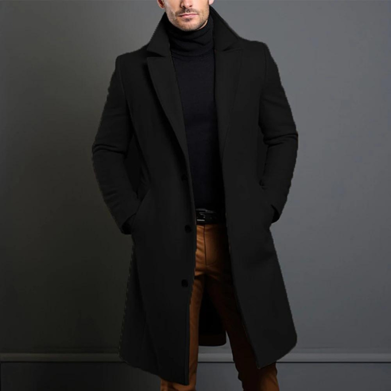 Oliver | Timeless Tailored Men’s Long Coat with Notched Lapel