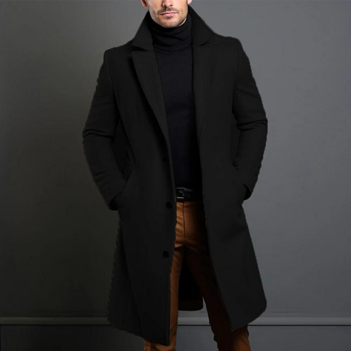 Oliver | Timeless Tailored Men’s Long Coat with Notched Lapel