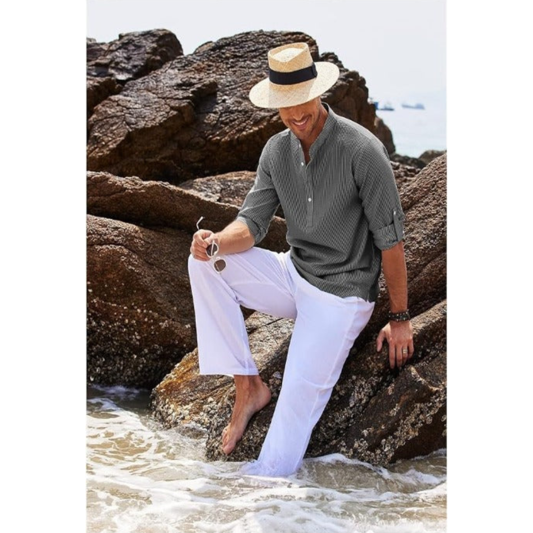 Julian | Men’s Summer Stand-Up Collar Half-Button Shirt