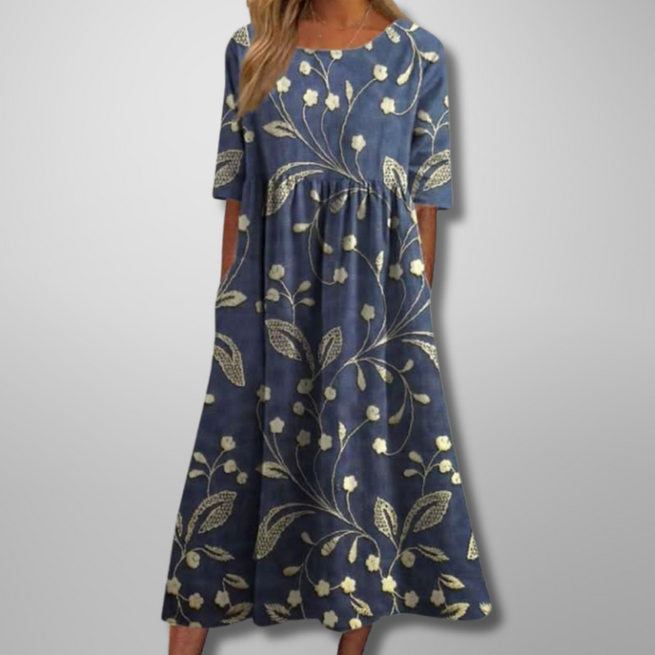 Juliette | Relaxed Botanical Print Midi Dress For Women