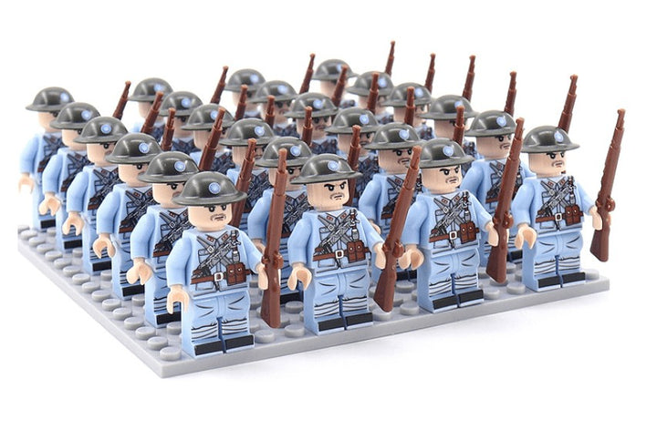 Squad of military minifigures with rifles arranged on a base plate - product photo 5