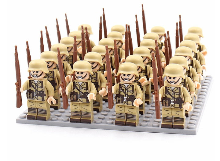 Squad of military minifigures with rifles arranged on a base plate - product photo 7