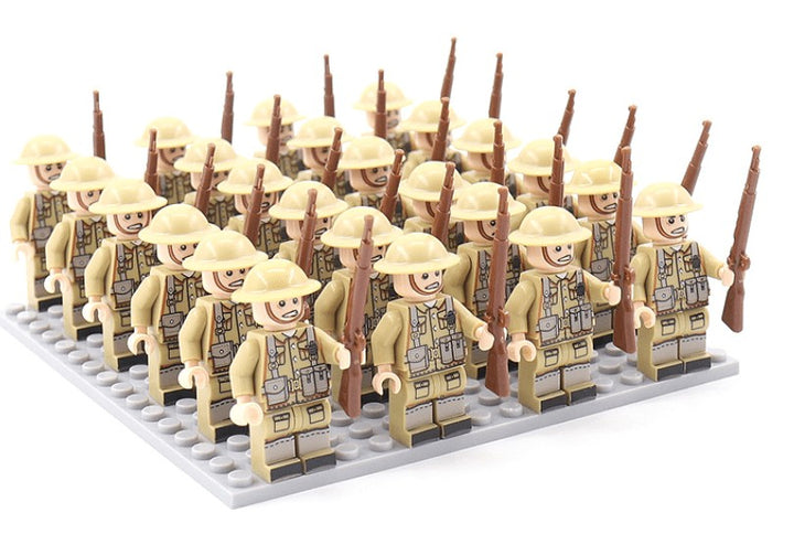 Squad of military minifigures with rifles arranged on a base plate - product photo 9