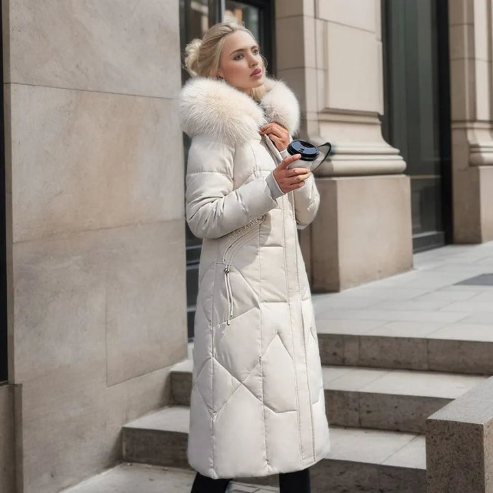 Elena | Hood-Trimmed Quilted Winter Coat for Women