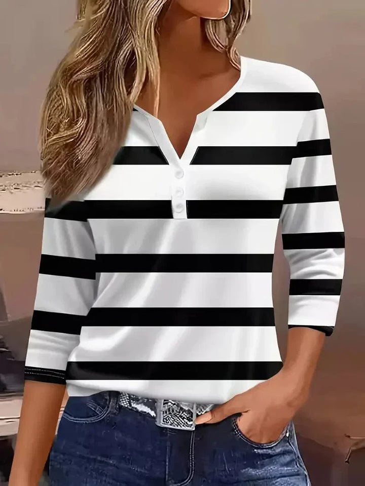 Amelia | Classic Striped V-Neck Top For Women