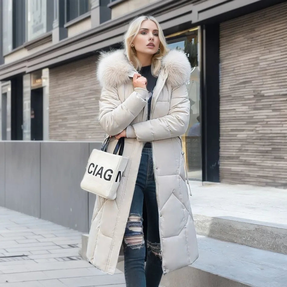Elena | Hood-Trimmed Quilted Winter Coat for Women