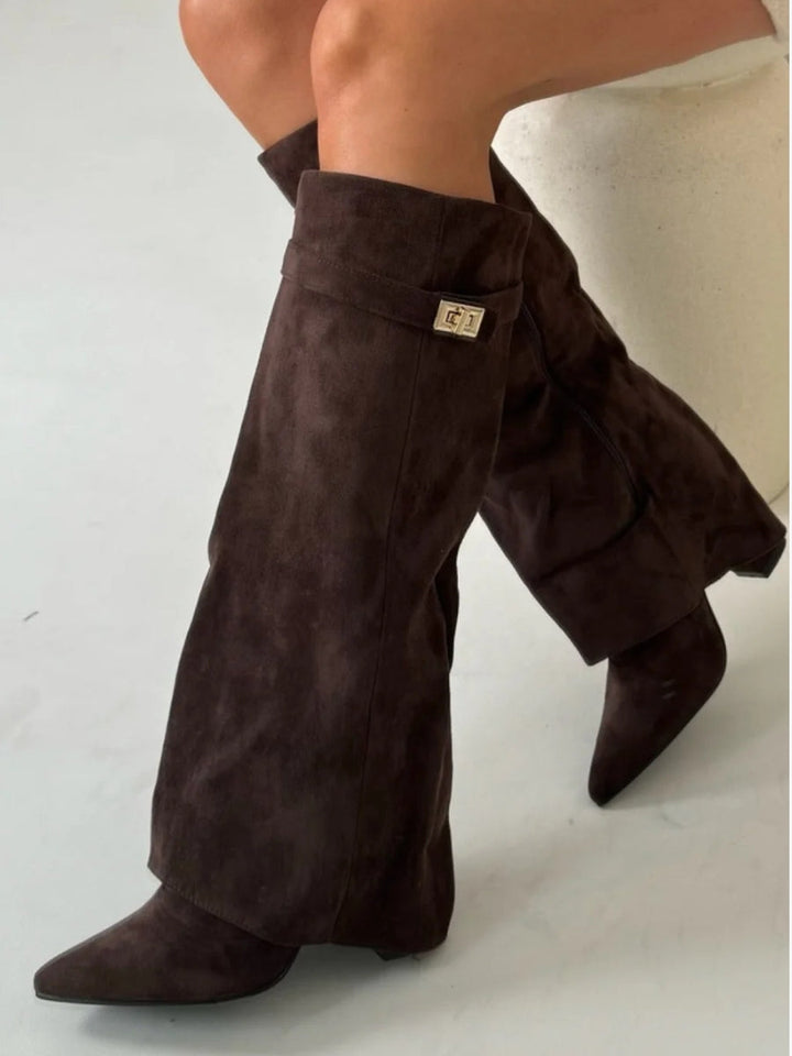 Ava | Women’s Leather Thigh-High Boots With Buckle Detail