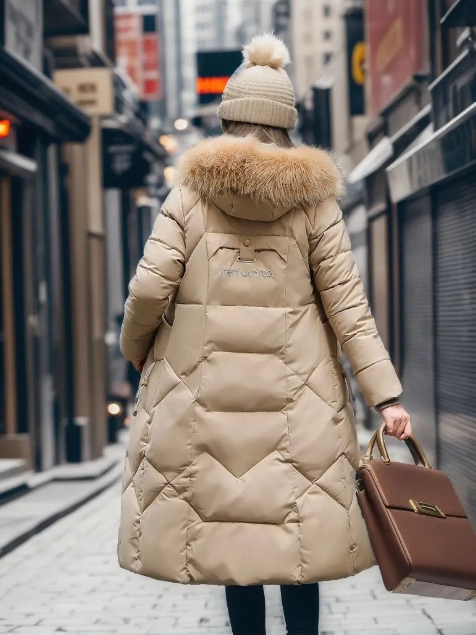 Elena | Hood-Trimmed Quilted Winter Coat for Women