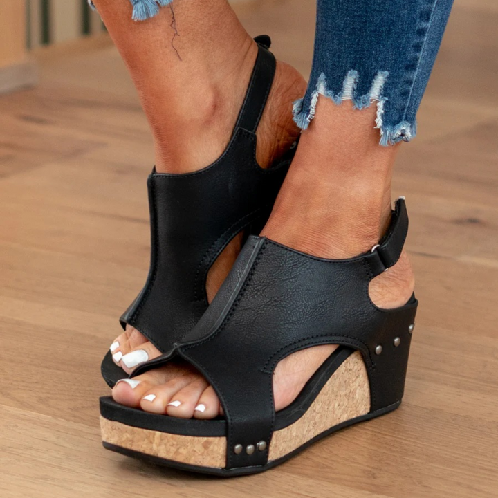 Linda | Elegant Suede Wedge Sandals For Women