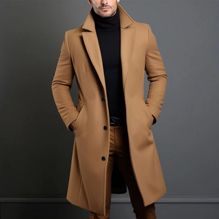 Oliver | Timeless Tailored Men’s Long Coat with Notched Lapel