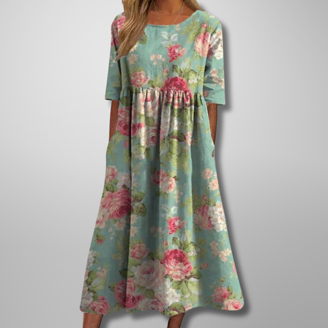 Juliette | Relaxed Botanical Print Midi Dress For Women