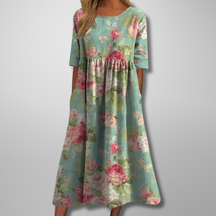 Juliette | Relaxed Botanical Print Midi Dress For Women