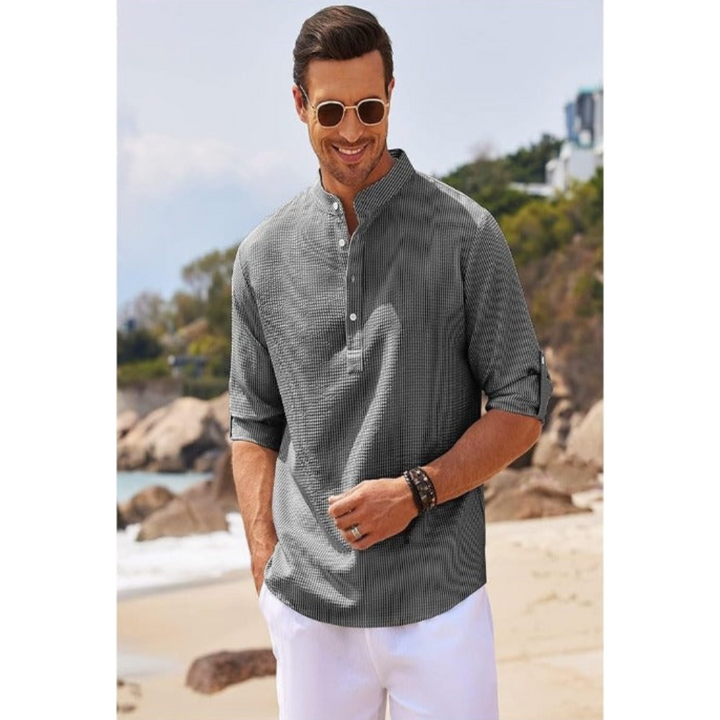 Julian | Men’s Summer Stand-Up Collar Half-Button Shirt