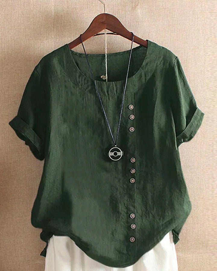 Julia | Women’s Short Sleeve Summer Blouse with Round Neck