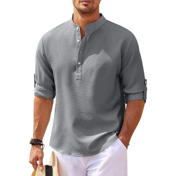 Julian | Men’s Summer Stand-Up Collar Half-Button Shirt