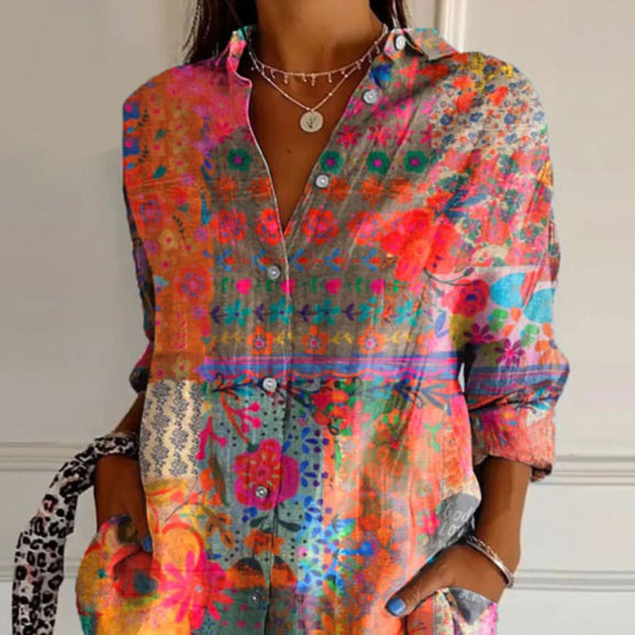 Elena | Classic Floral Print Women’s Blouse