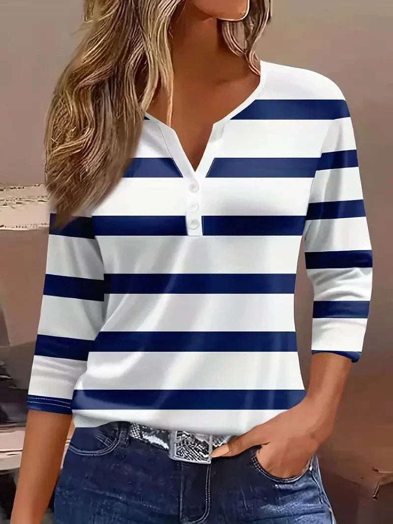 Amelia | Classic Striped V-Neck Top For Women